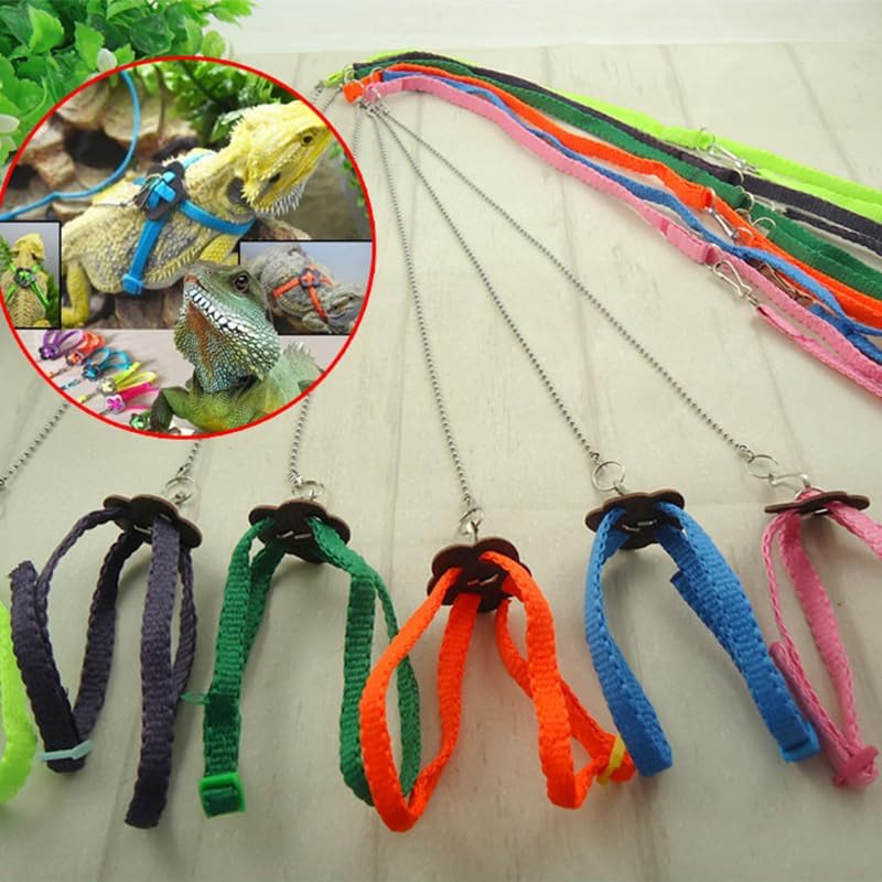 hokable Adjustable 4.72inch Reptile Lizard Harness Leash,Turtle Lizard Pet Traction Belt Bearded Dragon Accessories Soft Small Pet Animal Harness Rope Outdoor Used (Green) - Image 5
